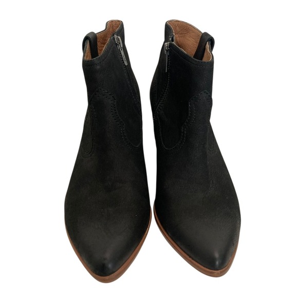 Frye Reina Western Leather ankle booties 9.5 black heeled cowgirl boots - Picture 5 of 17